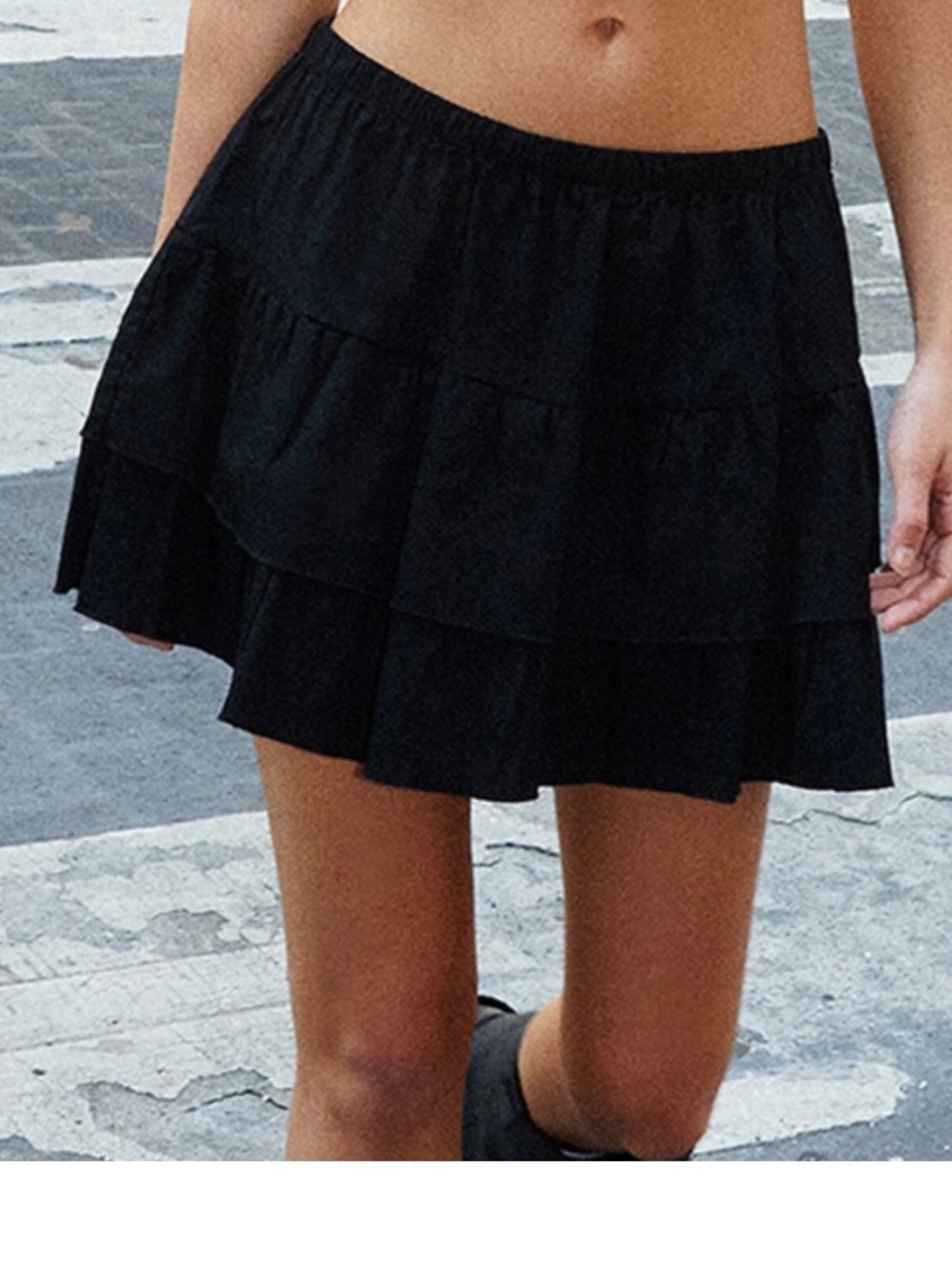 BRANDY MELVILLE Black Izzy Tiered Mini Skirt One Size